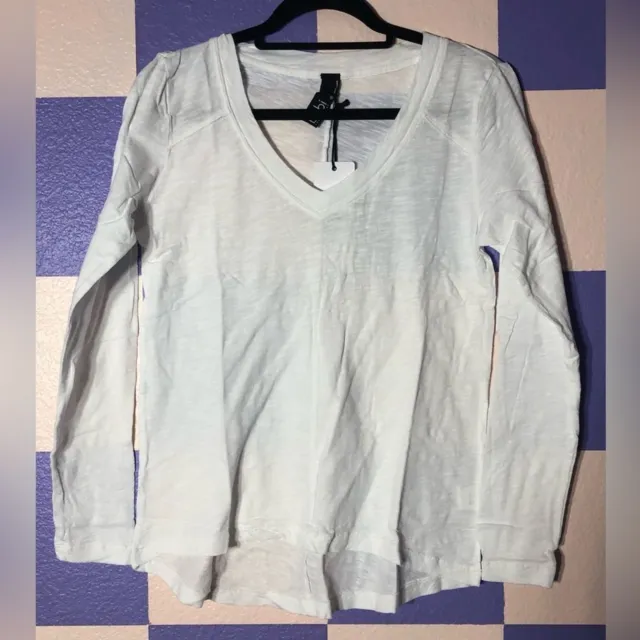 NWT Bobi V-Neck Long Sleeve Tee in White - Size S