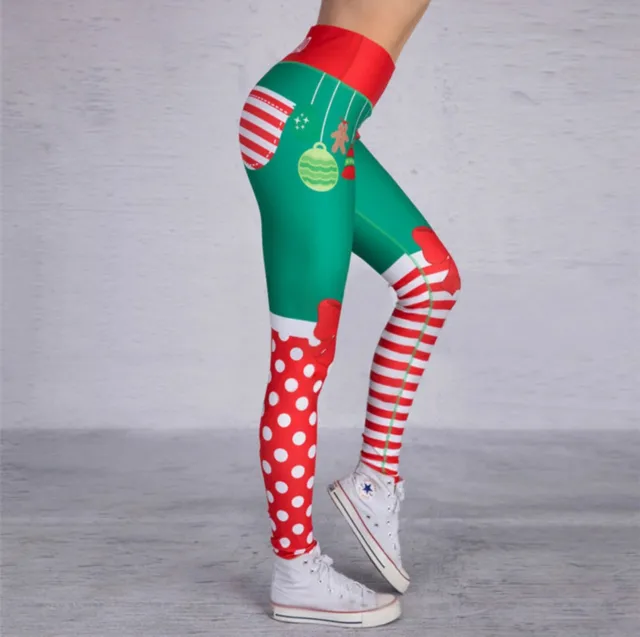 Leggings Natale per Ragazze e Donna Pantaloni Yoga Sportivi Stampati Digitalmente 3D