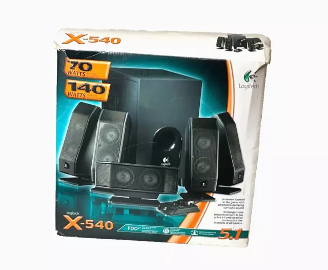 Logitech X-540 5.1 Surround Sound Speaker System with Subwoofer~Read Discerption
