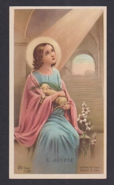 santino antico de Santa Ines image pieuse holy card estampa