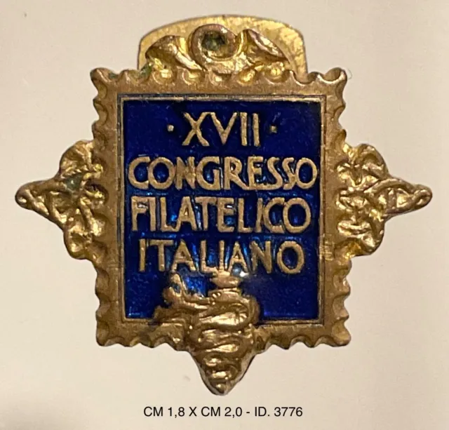 Milano Xvii Convegno Filatelico 1930 Distintivo Pubblicitario Prod. Johnson