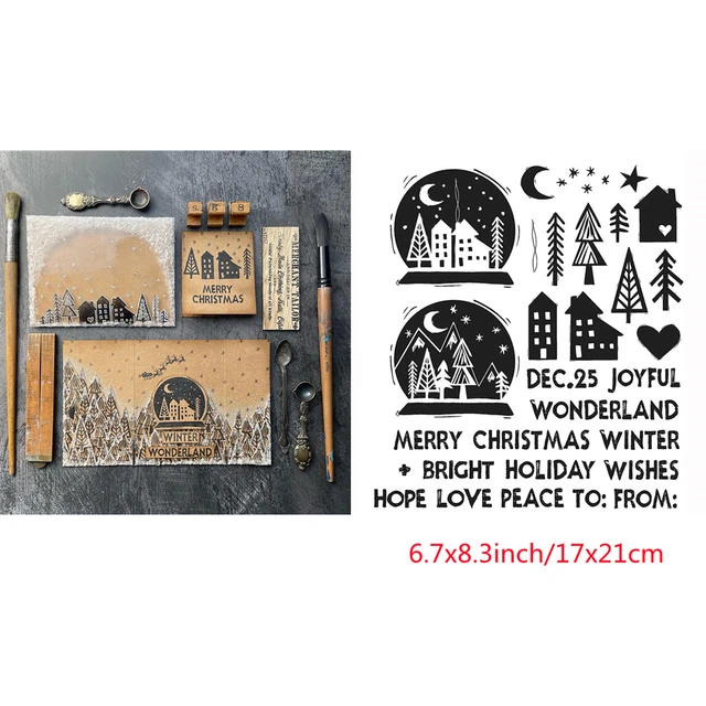 Christmas Festive Print Clear Stamp for DIY Embossing Scrapbooking Cards Craft
