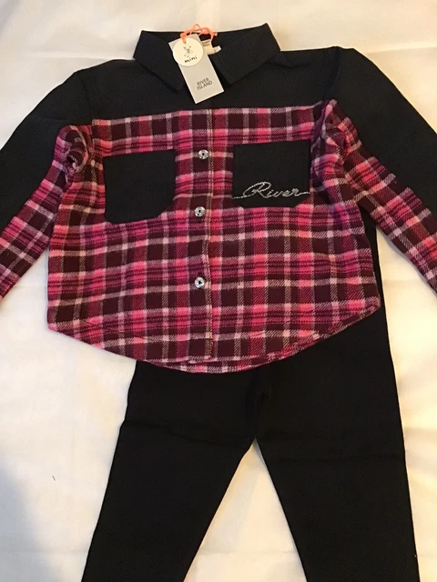 River island mini girls aged 9-12 months pink shacket Check Set BNWT