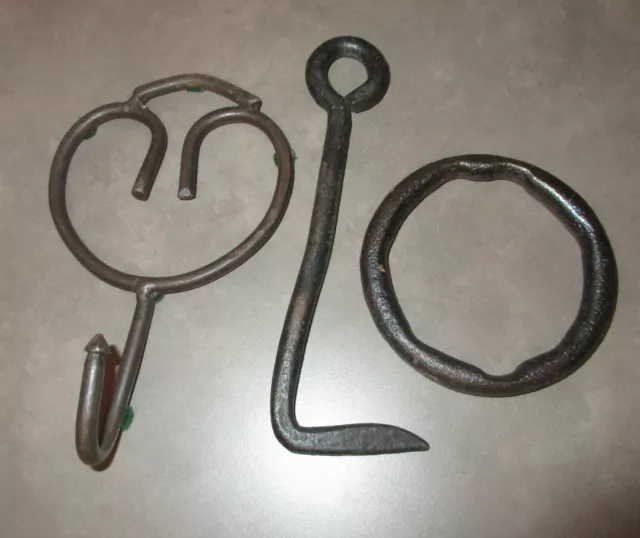 Hand Forged Cast Iron Wall Mount Decorative Hooks & Ring