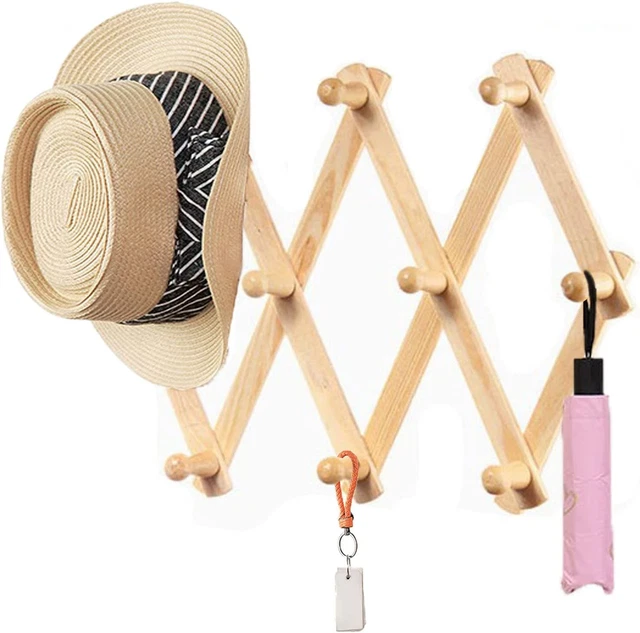 Appendiabiti Da Parete In Bamb&ugrave; Con 5 Ganci A Scomparsa - Porta Oggetti Per Casa E Ufficio