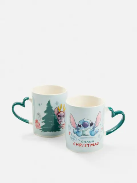 Disney Lilo & Stitch Ohana set tazze abbinate natalizie regalo in scatola nuovo