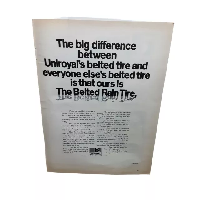 1969 Uniroyal Belted Tires vintage Original ad