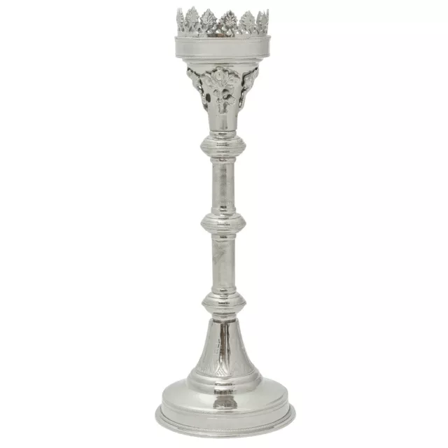 Chandelier d'église bougeoir massifs 52cm alu style antique argent