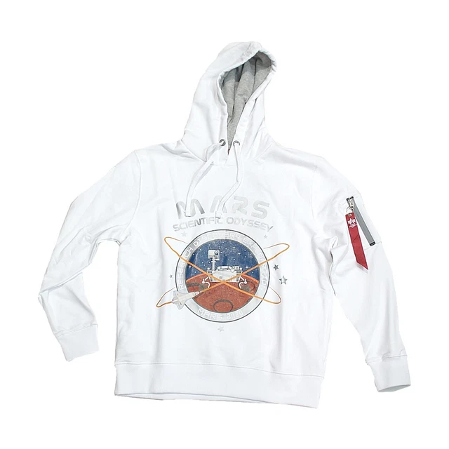 Alpha Industries Felpa con Cappuccio da Uomo Mission To Mars Bianco