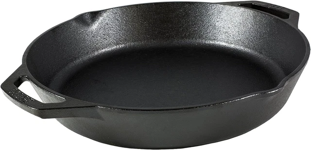 Cast Iron Pan, 10.25", seasoned cast iron dual handle pan, Black