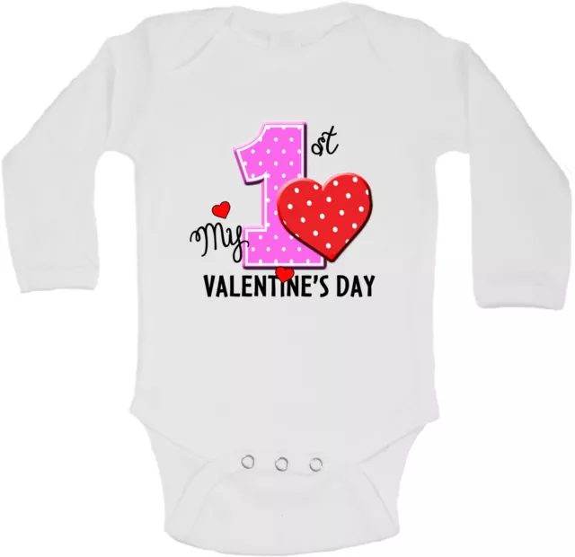 My First Giorno San Valentino - Personalizzati Manica Lunga Bambino Body Unisex