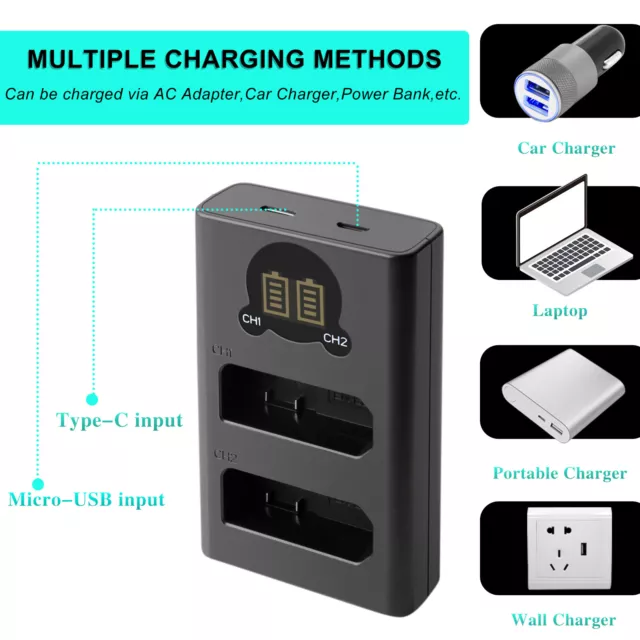 2× EN-EL14 EL14a Battery & USB Charger For Nikon D5200 D5100 D3500 D3200 P7800 3