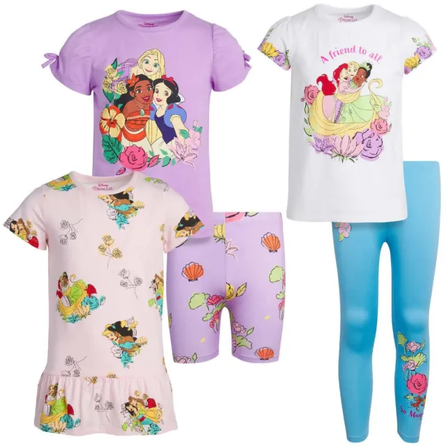 Disney Princess Girls Kids 5 Piece Set Size  3T Tops and Leggings New NWT