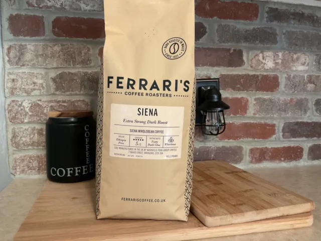 FERRARI'S SIENA WHOLEBEAN COFFEE EXTRA STRONG DARK ROAST 2.2Ibs.