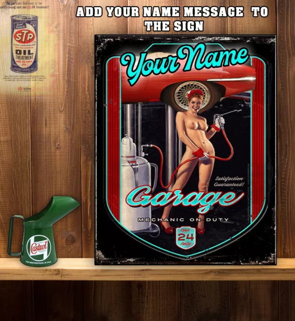 PERSONALISED GARAGE SEXY GIRL WELDER SHED WORKSHOP Vintage Metal Wall Sign RS107