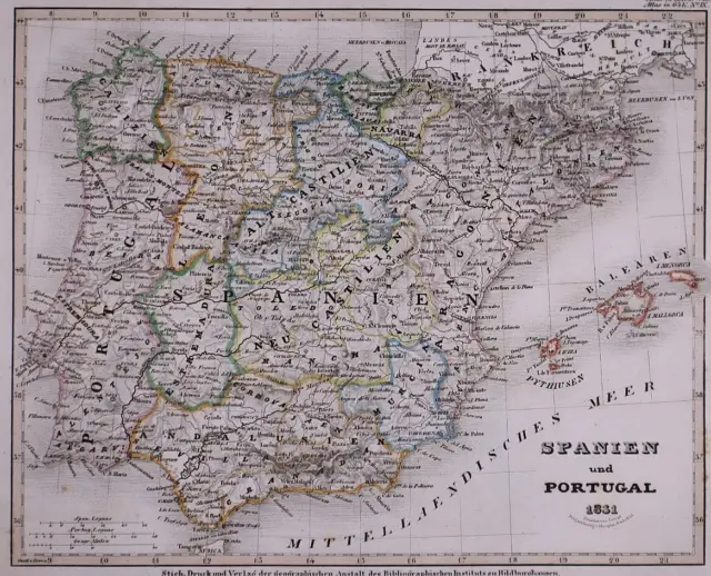 Dated 1831 Universal Atlas Map ~ SPANIEN / SPAIN - PORTUGAL ~(10x12)-#1252