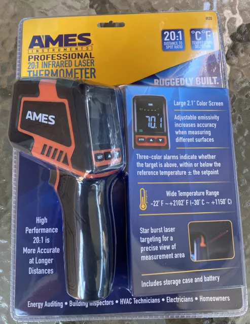 Ames Instruments 20:1 Infrared Laser Thermometer with Color Alarms