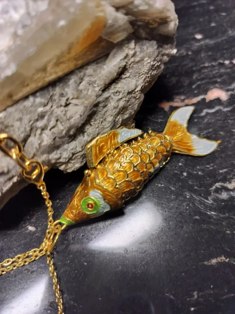 Buy Enamel and Articulated Gold Fish Pendant and Necklace Online in India -  Etsy