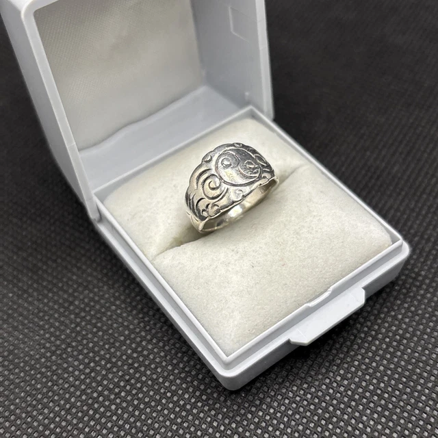Bague Ancienne Argent Massif 925 – Anneau Simple Solitaire – Taille 53 – Créateur Sans Marque