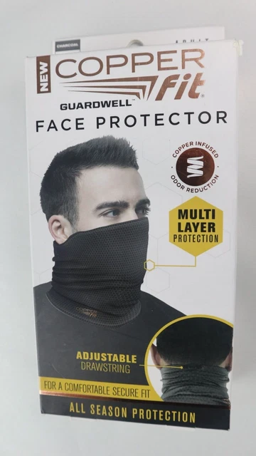 Copper Fit Guardwell Face Protector Mask Gaiter Adult Charcoal /Black Drawstring