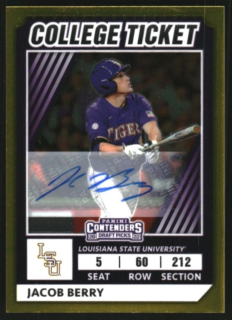 2022 Elite Extra Edition College Tickets Optic Signatures #7 Jacob Berry/99