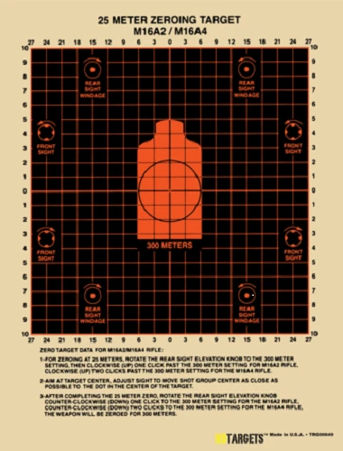 M16A2 -25 METER zeroing target - splatter (10 per pack) EUR 20,32 ...