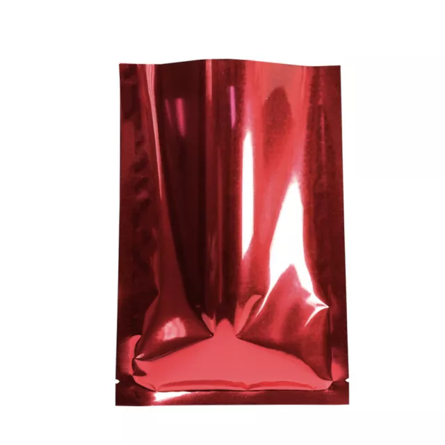200 pcs Flat Glossy Red Foil Open Top Mylar Bags Pouches Variety Sample Sizes