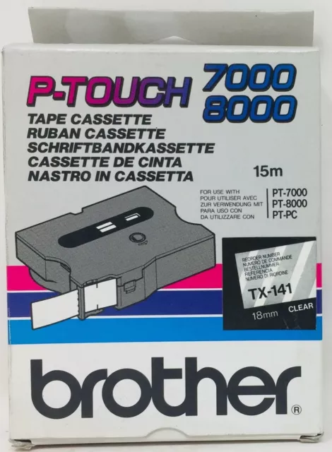 BROTHER TX-141 NASTRO LAMINATO NERO SU BIANCO 18mmX15mt P-TOUCH 7000/8000