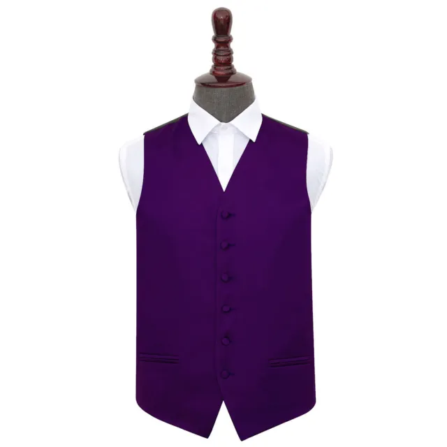 DQT Satin Plain Solid Purple Formal Tuxedo Mens Wedding Waistcoat S-5XL