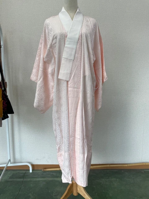H&A SILK Vintage Japanese JUBAN KIMONO Dress cardigan PINK Yukata ASANOHA women 3
