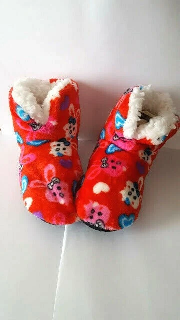 Ciabatte BAMBINO/A pantofole chiuse antiscivolo pile caldo lunghezza 16 cm ROSSA