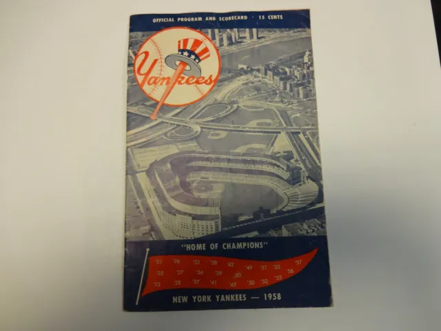 1958 N.Y. Yankees vs Boston Red Sox Official Program And Score Card Turley Auto