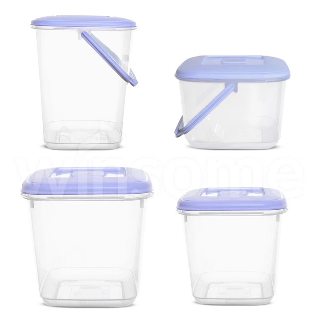 CLEAR PLASTIC FOOD Storage Cereal Containers Freezer Box Lid Kitchen