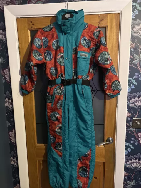 Poudreuse High Altitude All In One Ski Suit Vintage Green Orange 90s Kids 12yrs