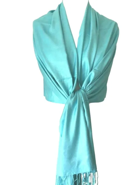Türkis Pashmina Damen blau Halstuch Schal groß Fair Trade Einfach Schal Hochzeit
