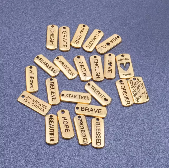 Antique Words Charm Gold Color Pendants Hope Tags Love Charms DIY Jewelry Making