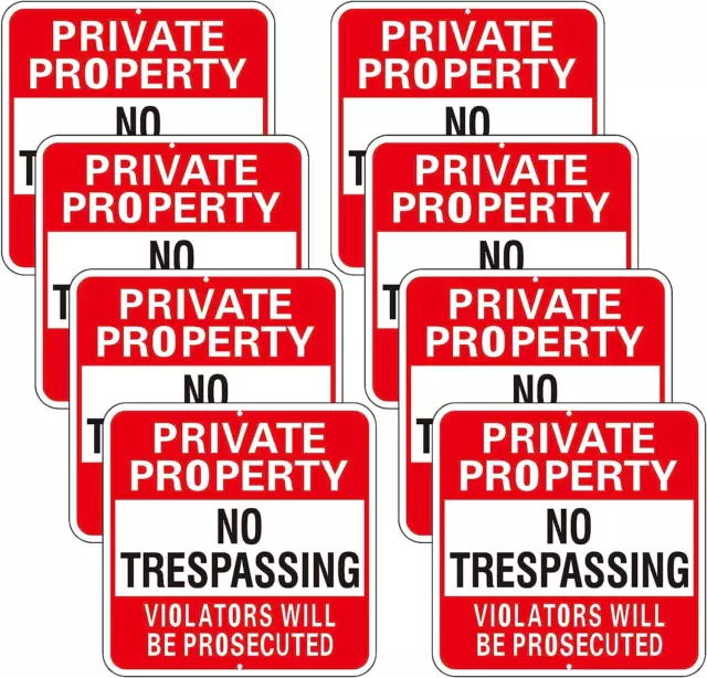 8 Pack Large Private Property No Trespassing Sign Violators Will Be Prosecuted S