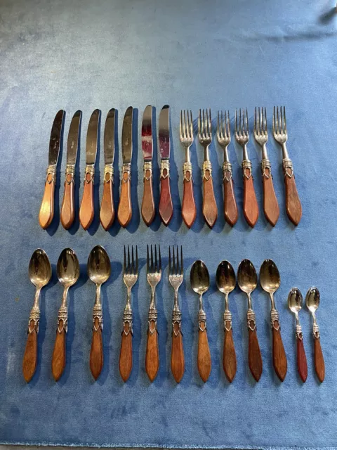 Vintage LAURE JAPY silverware Stainless FORK & KNIFE SPOON set 25 piece lot