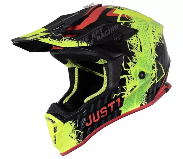 Just1 J38 Mask Yellow/Red/Black Adult Motocross MX Helmet Size Large