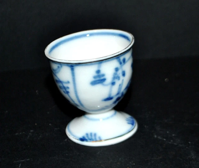 Coquetier ancien terre de fer diabolo ivoire et liserés dorés