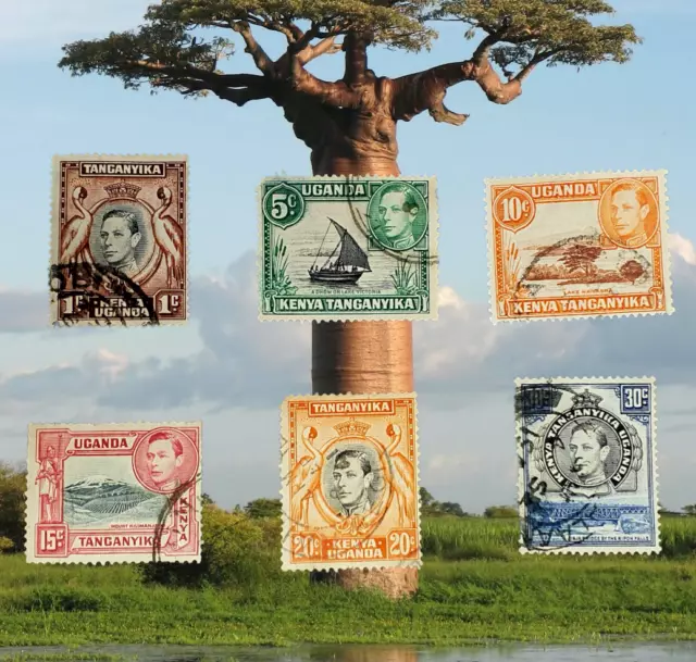 LOT of 6 KUT Postage Stamps 1938 1940 King George VI Kenya Uganda Tanganyika UK
