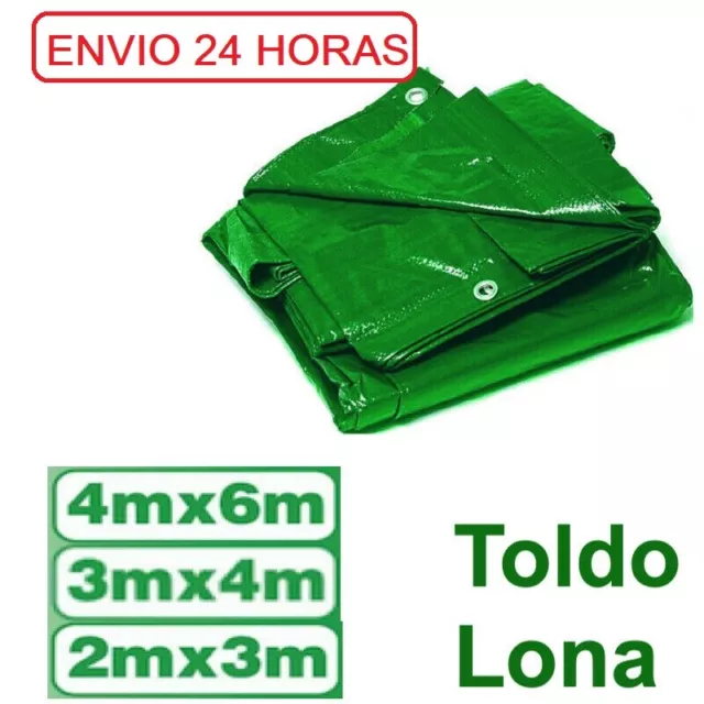 TOLDO VERDE LONA Cubierta Protector de Polietileno Impermeable Reforzado ENV 24H