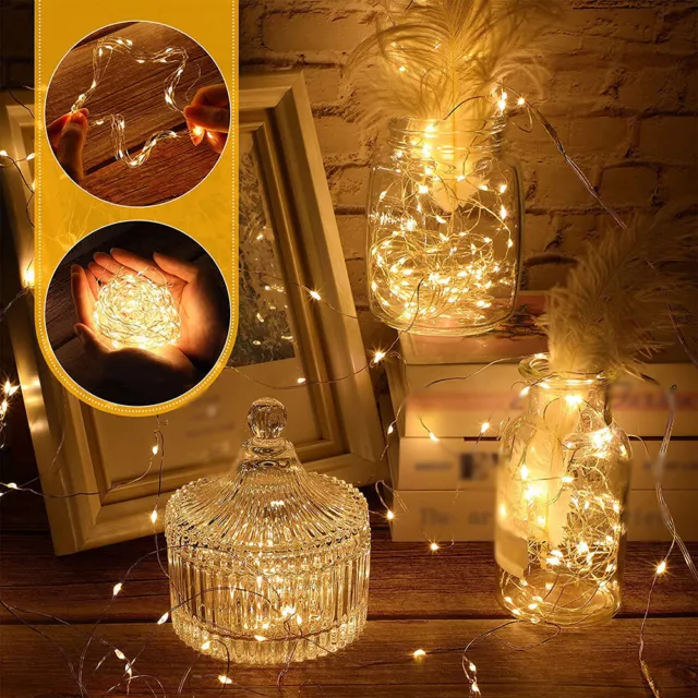 50/100 LED String Fairy Lights Warm Light Waterproof Copper Wire USB Plug In