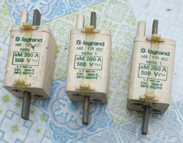 3x Legrand 0 171 605 017160 Cartouche à couteau 200A aM taille 1 500V Lot de 3