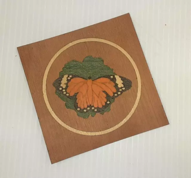 3-1/2" Dia. Butterfly Inlay Marquetry Medallion,  VENEER WOODWORKING REQUIRED