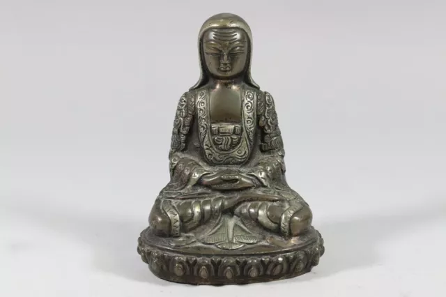 Buddha in Meditation Bronze Figur ziseliert Südostasien (GE186)