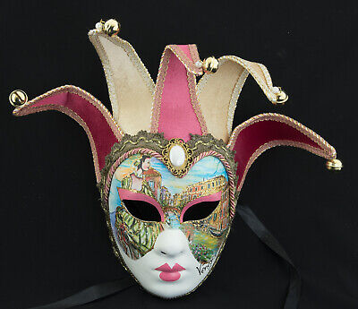Mask from Venice Jolly Face White Golden IN 5 Spikes Venezia Souvenir - 497