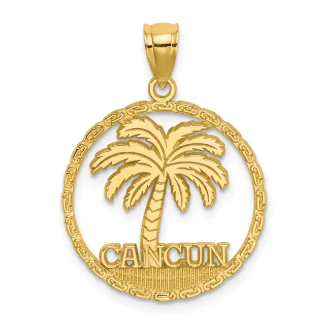 14K Yellow Gold CANCUN Palm Tree Circle Charm
