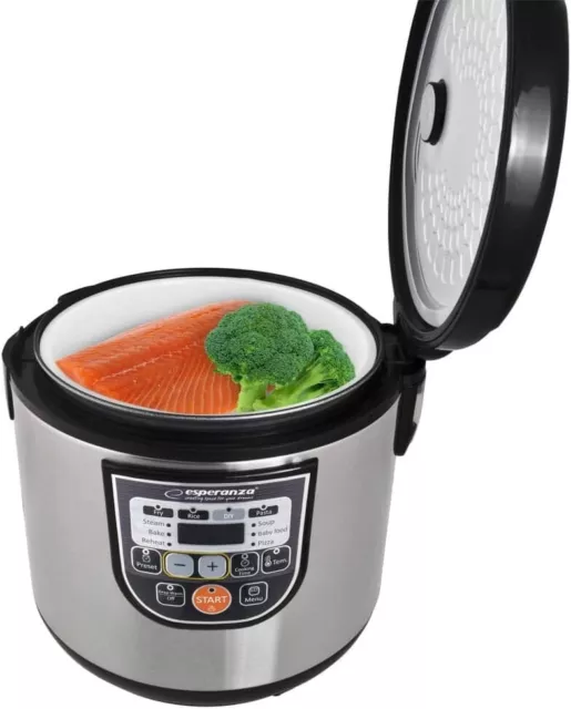 Cuiseur Multi Cuisseur à Riz 860W Robot à Vapeur Pot de Cuisson Inox 3