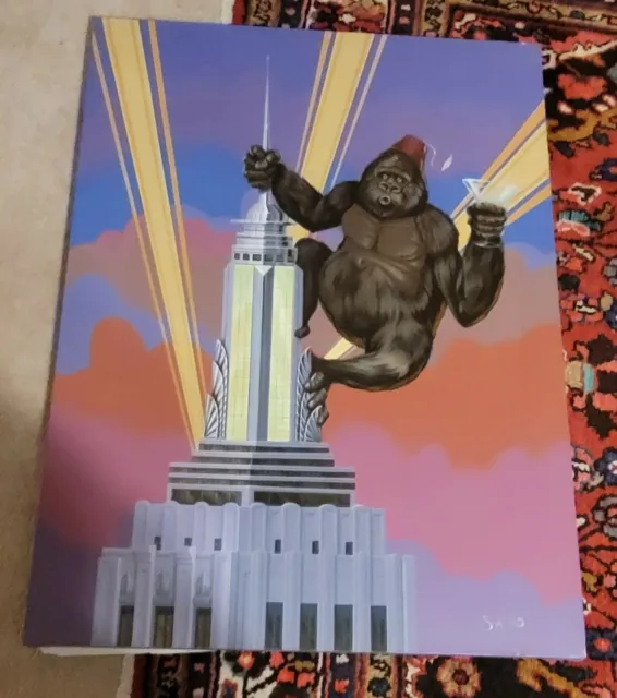 Retro Groovy Detroit Oil On Canvas 30 X 40  Inches KING KONG Slaw Painting